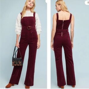 Anthropologie Pilcro and the letterpress velvet jumpsuit overalls